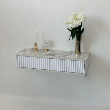 Подвесной туалетный столик консоль Royal 5010 эко (Мрамор Каррара)