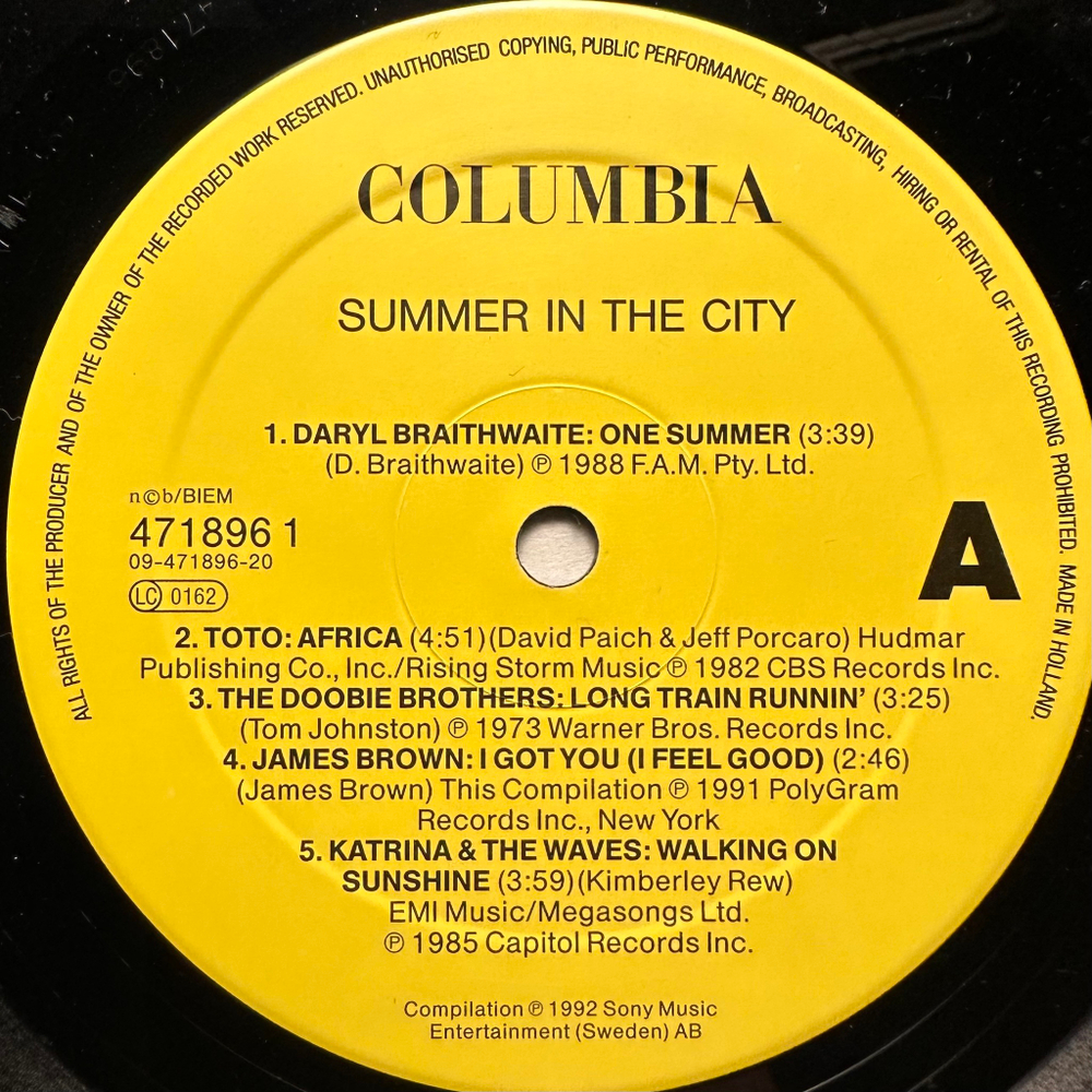 Сборник Summer In The City 2LP (Голландия 1992г.)