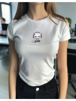 Футболка больших размеров с принтом кот с геймпадом