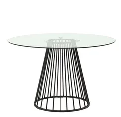 Стол Nels Ø120 см, закаленное стекло, черная ножка