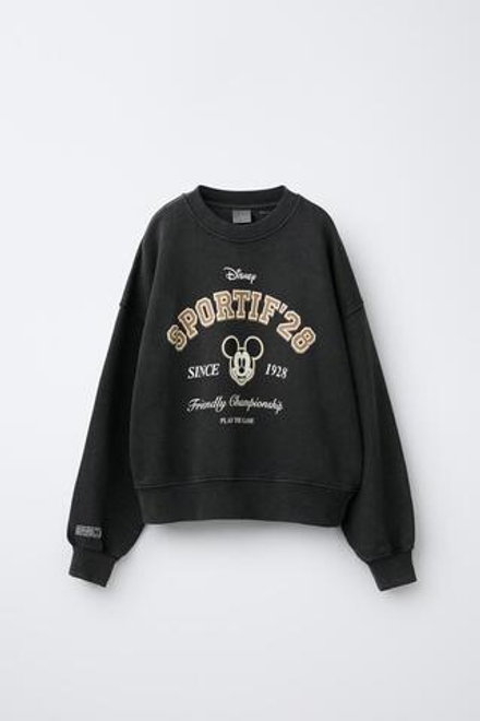 ZARA ТОЛСТОВКА С ЭФФЕКТОМ ПОТЕРТОСТИ MICKEY MOUSE © DISNEY, АНТРАЦИТОВО-СЕРЫЙ