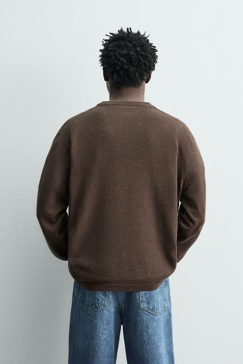 ZARA СВИТЕР С ВОРОТНИКОМ НА ПУГОВИЦАХ, ШОКОЛАДНЫЙ