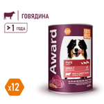 Влажный корм AWARD для взрослых собак паштет из говядины с бататом 400г