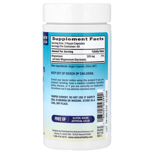 Natural Vitality, CALM®, глицинат магния, 120 веганских капсул (108 мг в 1 капсуле)