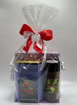 Подарочный набор 090326 арт! набор гель для душа + крем дл тела\ конфеты бушерон \кофе тоссайд\открытка с шоколадом поздравляю.