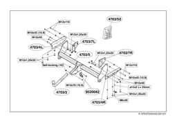 Фаркоп Brink (Thule) 470300 для Mitsubishi Pajero (2007 - )(паспорт и сертификат в комплекте)(без электрики)