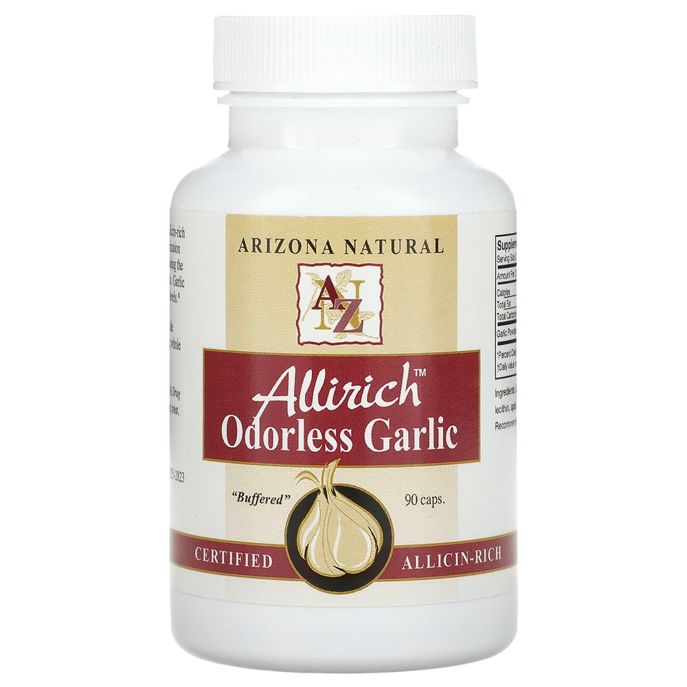 Arizona Natural, Allirich, чеснок без запаха, 90 капсул (85 мг в 1 капсуле)