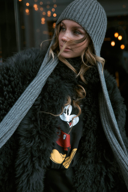 Шапка шарф серая