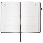 Ежедневник недатированный А5 138x213 мм BRAUBERG "Finest" под кожу, резинка, 136 л., черный, 111869