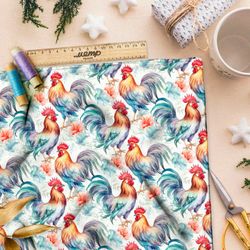 Ткань премиум интерлок толпа петухов