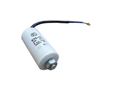 Пусковой конденсатор К78-17-В 2,5 мкФ+/-5% 450 цилиндрический, в пластиковом корпусе со шпилькой дна, с гибким кабельным выводом