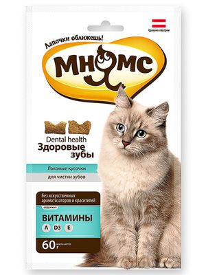 Хрустящие подушечки для кошек Мнямс "Здоровые зубы"