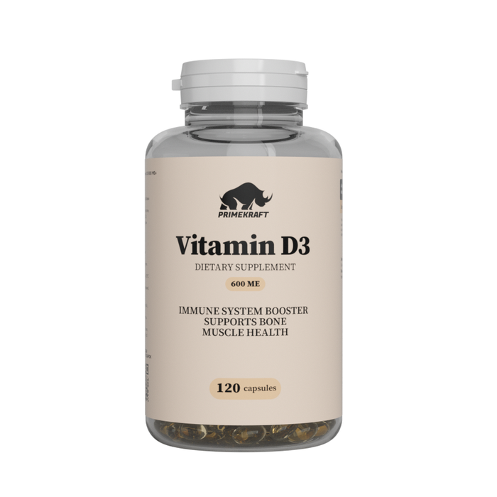 Витамин Д3 600 МЕ, Vitamin D3 600 IU, Prime Kraft,  120 желатиновых капсул