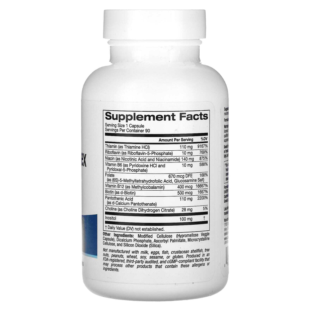 Lake Avenue Nutrition, высокоэффективный комплекс витаминов группы B с тиамина гидрохлоридом, ниацином, пантотеновой кислотой и инозитолом, 90 вегетарианских капсул