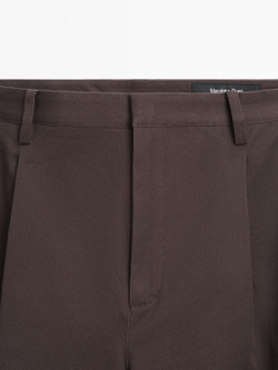 Massimo Dutti Хлопковые брюки с вытачками, шоколадный