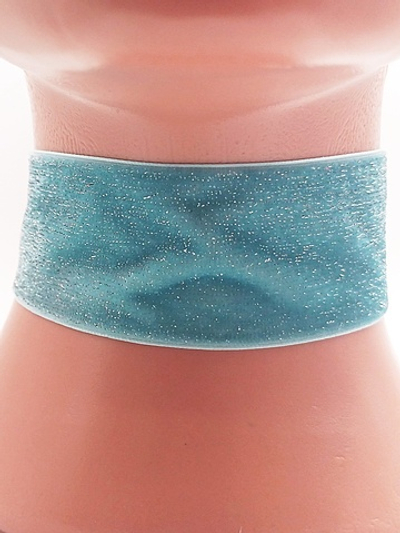 Голубой с блестками чокер без подвески 4 см.