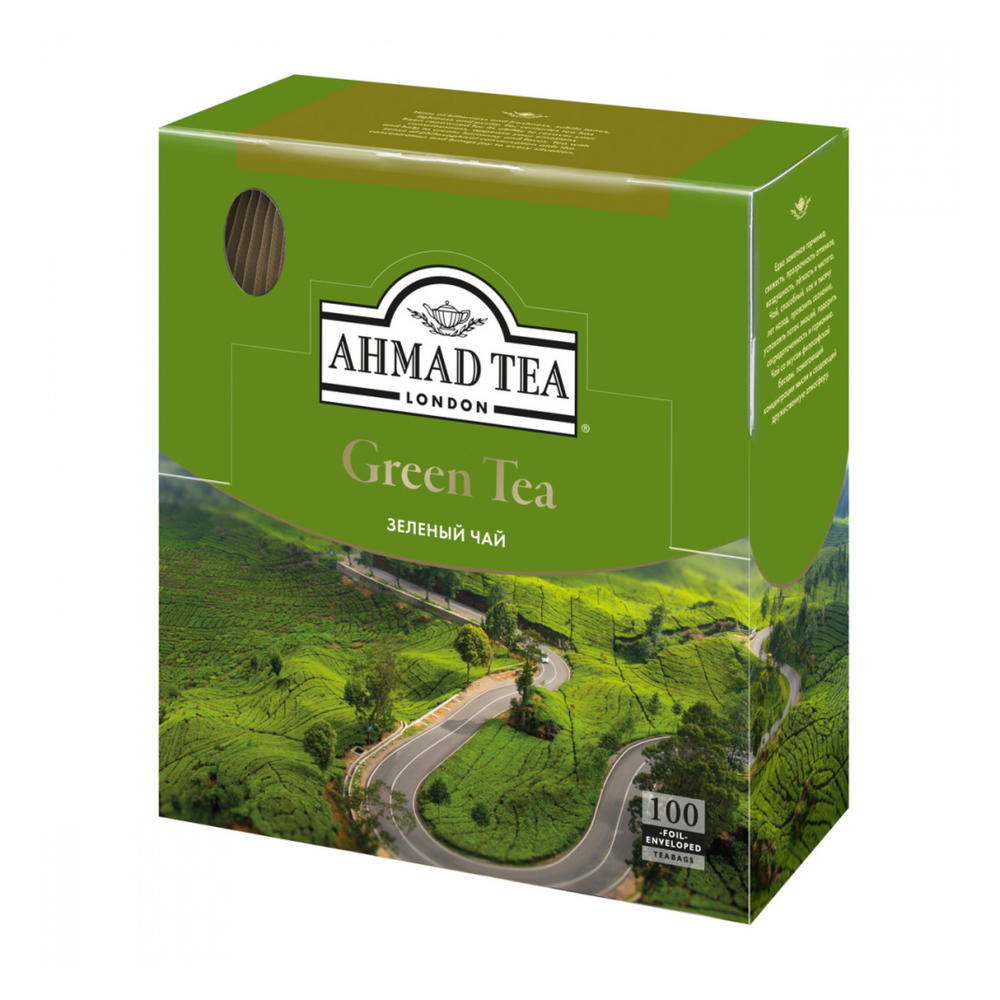 Чай зеленый в пакетиках Ahmad Green Tea, 100 пак