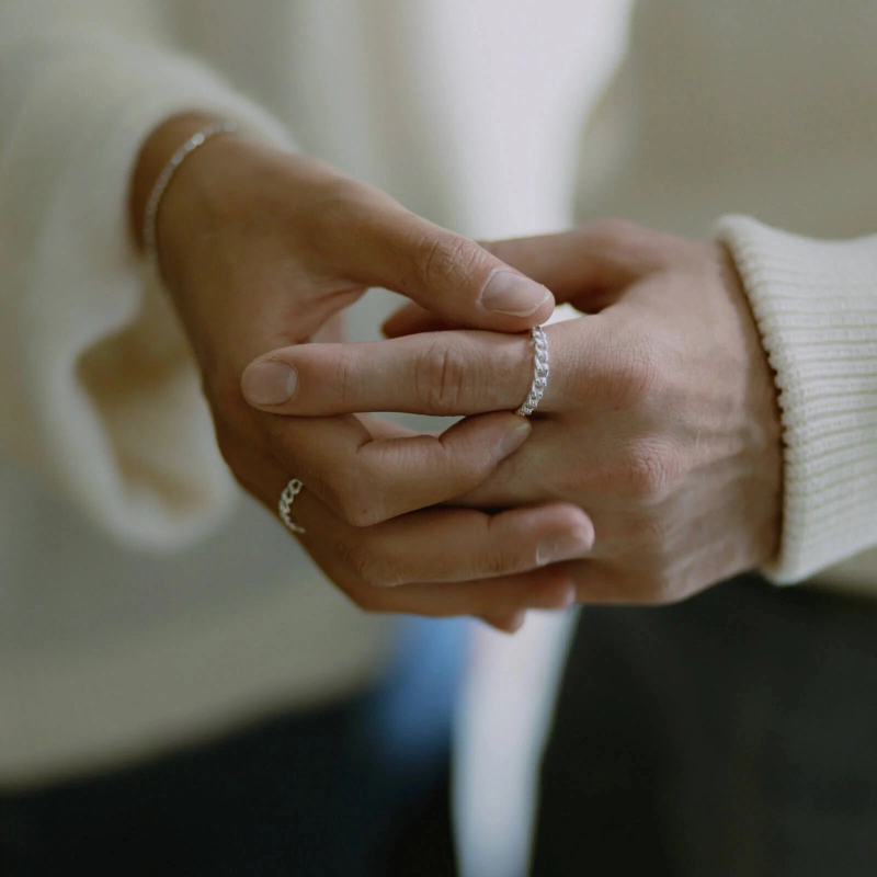 Кольцо Серебряная Цепь