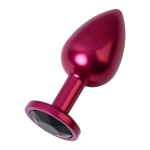 Красный анальный плаг 8,2см с кристаллом черного цвета ToyFa Metal 717008-95