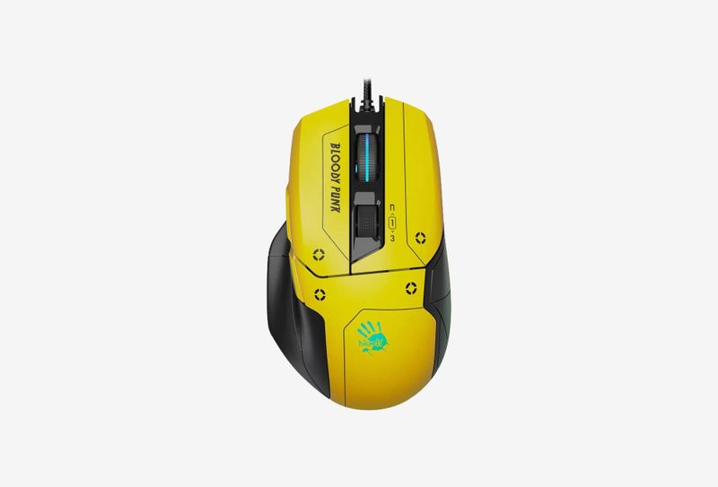 Мышь проводная A4Tech W70 Max Punk черный, желтый