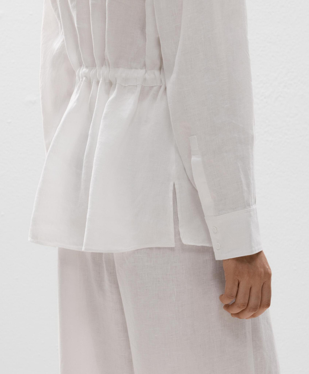 Oysho Длинная льняная рубашка, белый