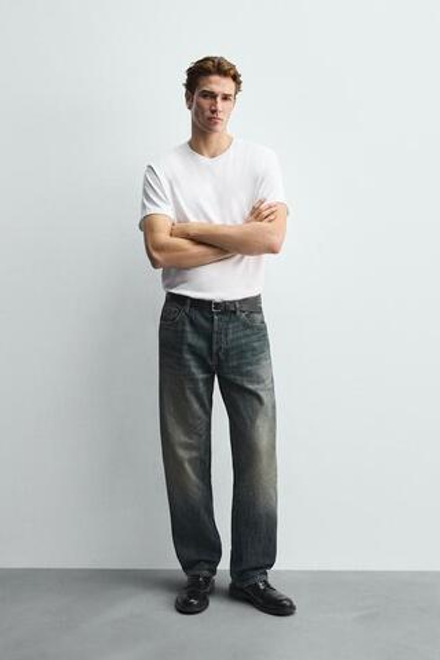 ZARA ДЖИНСЫ STRAIGHT FIT, ВЫЦВЕТШИЙ СИНИЙ