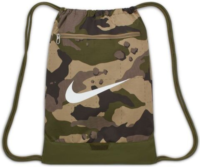Рюкзак теннисный Nike Brasilia Camo Training Gymsack - khaki/rough green/white