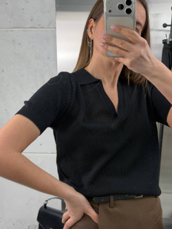 Футболка-поло женская артикул 9610 цвет "чёрный"