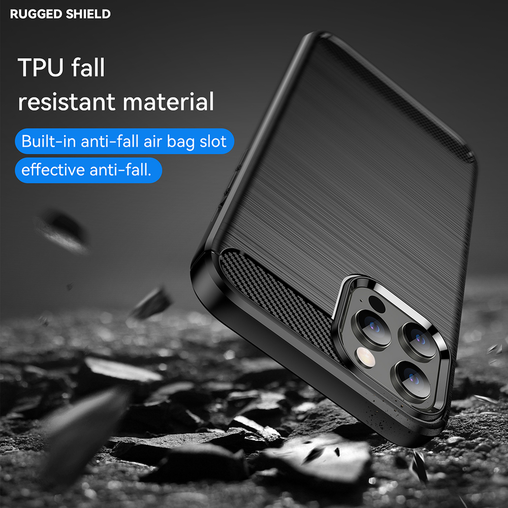 Чехол черного цвета с дизайном под карбон на iPhone 12 Pro Max, серия Carbon от Caseport