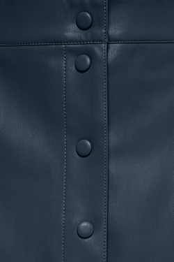 Темно-синяя юбка-миди из эко-кожи