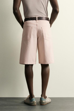 ZARA ДЖИНСОВЫЕ ШОРТЫ RELAXED FIT, РОЗОВЫЙ