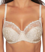 Бюстгальтер с мягкой чашкой, мелкими цветами и вышивкой (Размер: 100C) (Цвет: телесный)