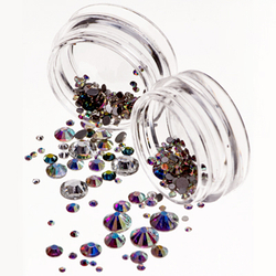 Стразы микс размеров в баночке Голограф