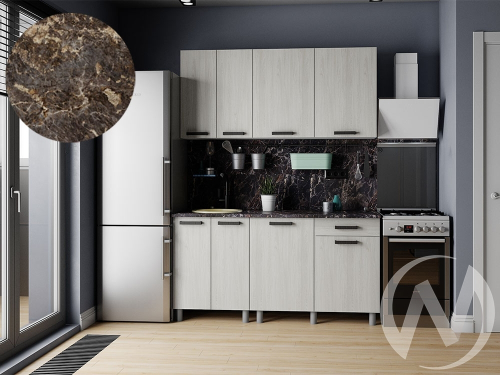 Кухня Элиана 1.6м (корпус белый/ясень анкор светлый) 38мм королевский опал