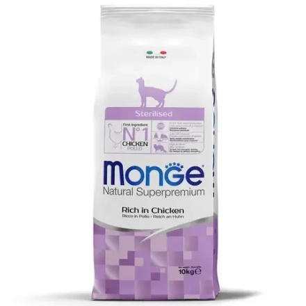 Сухой корм Monge Cat Daily Line Sterilised для стерилизованных кошек, из курицы 10 кг (НОВАЯ ПОСТАВКА ОТ АВГУСТА 2025!)