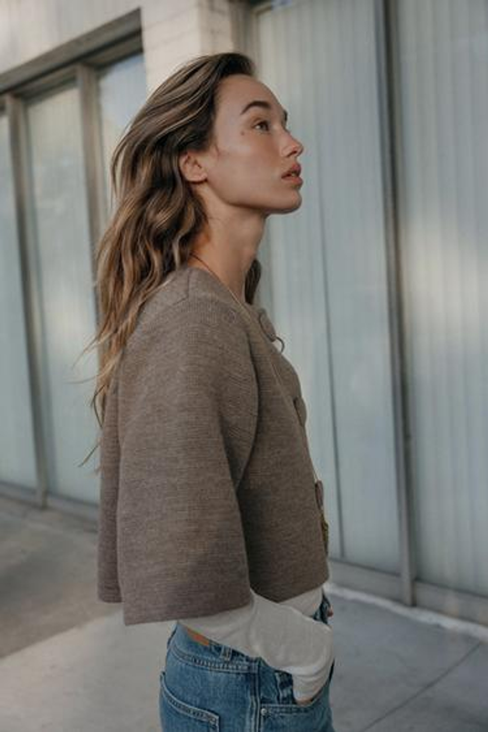 Короткий вязаный кардиган - ZARA