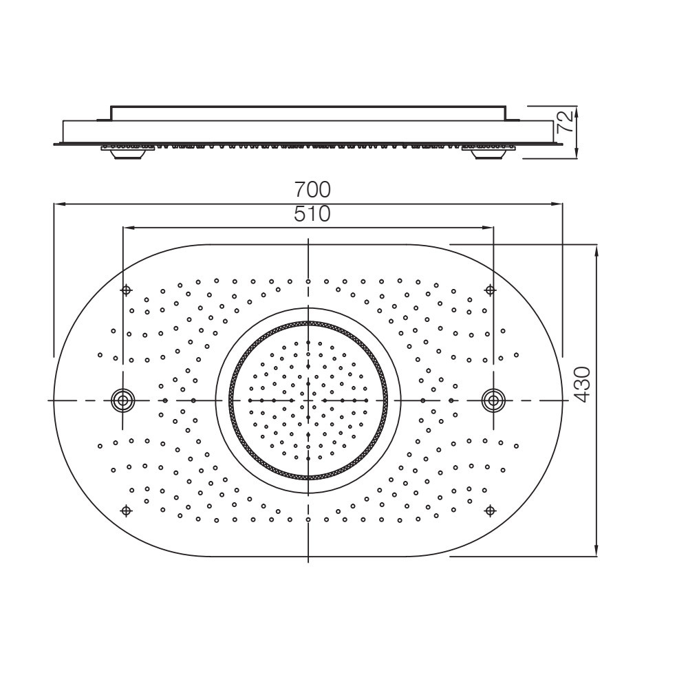 Artize, потолочный душ, Rainjoy Plus, 4-режимн., 700х430 мм,  Хром OSA-CHR-70023