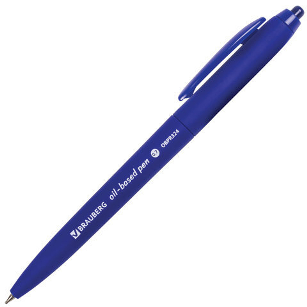 Ручка шариковая масляная автоматическая BRAUBERG "Sky Blue",СИНЯЯ, soft-touch, узел 0,7 мм, линия письма 0,35 мм