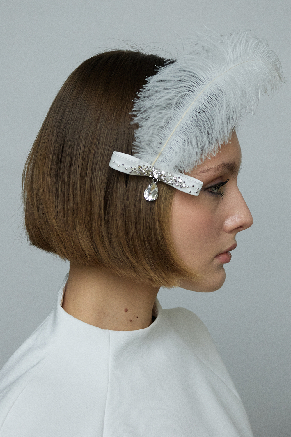 Бант "Стрекоза" XS с декором и пером