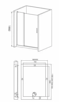 Душевая дверь в нишу Bas Pandora WTW-140-T-CH 140*185 без поддона