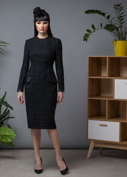 Полуприлегающее твидовое платье в клетку 04-04-23 FW