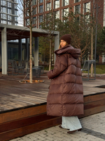 Пуховик Сахалин макси шоколад