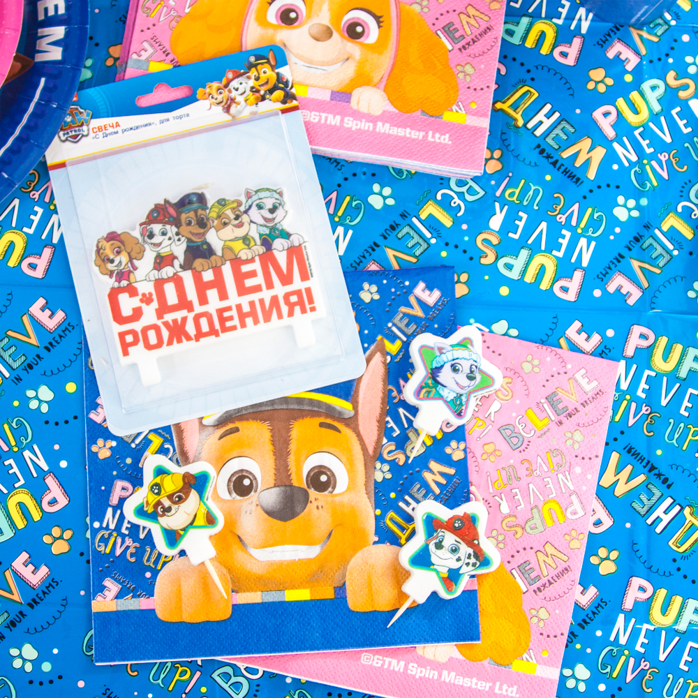 Свеча Фигура, Щенячий Патруль, Дружная команда, 5 см, 5 шт.