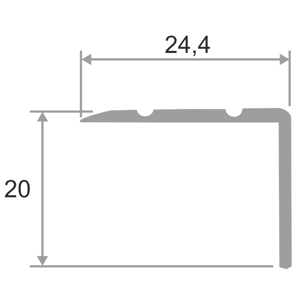 Алюминиевый угловой порог для пола ПО-24х20 2700 мм