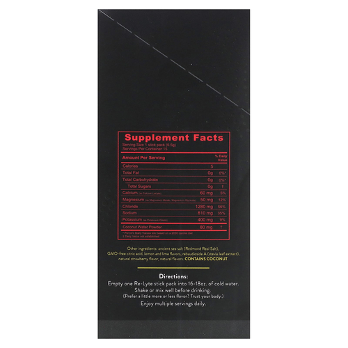 Redmond, Re-Lyte, смесь электролитов, со вкусом клубничного лимонада, 15 стиков по 6,5 г (0,23 унции)