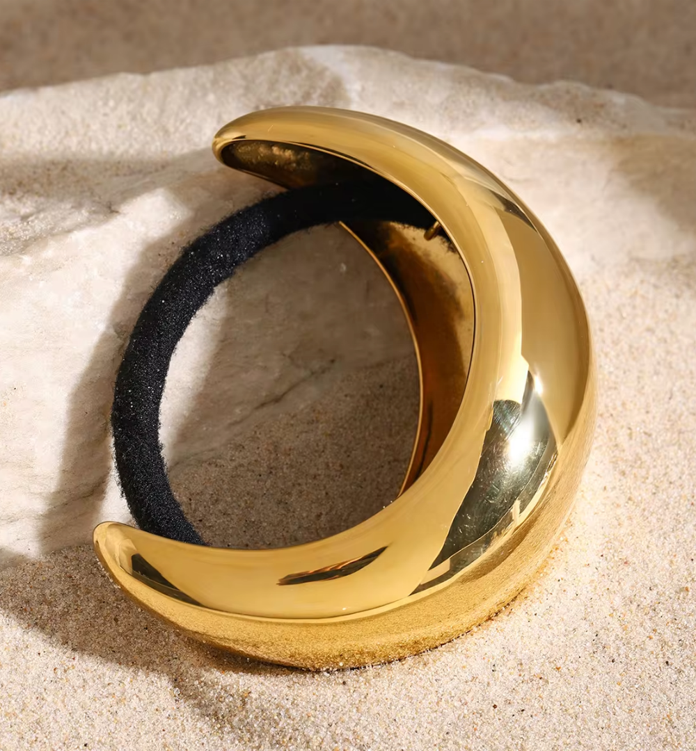 Резинка для волос металлическое полукольцо «BIG HAIR CUFF», золото/серебро