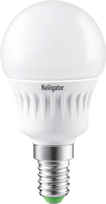 Лампа светодиодная LED матовая Navigator Шар, E14, G45, 5 Вт, 2700 K, теплый свет