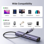 Конвертер USB 3.1 Type C на LAN RJ-45,1000Mbps + USB 3.0 HUB 3 port, 0.2m UGREEN 60600