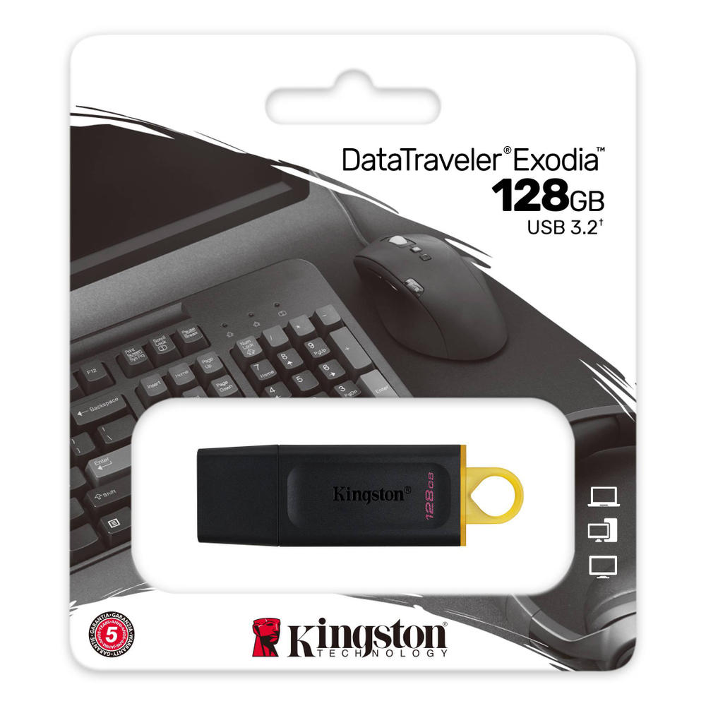 Флеш Диск Kingston 128GB DataTraveler Exodia DTX/128GB USB3.2 черный/желтый (740617309928)