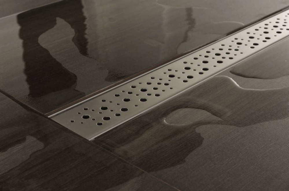 Душевой лоток из нержавеющей стали, решетка с круглой ячейкой TIM 70х650мм (сухой +гидрозатвор) BAD416502
